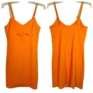 Steve Madden BB Dakota Womens Orange Mini Cut Out Dress Rib Medium Cotton